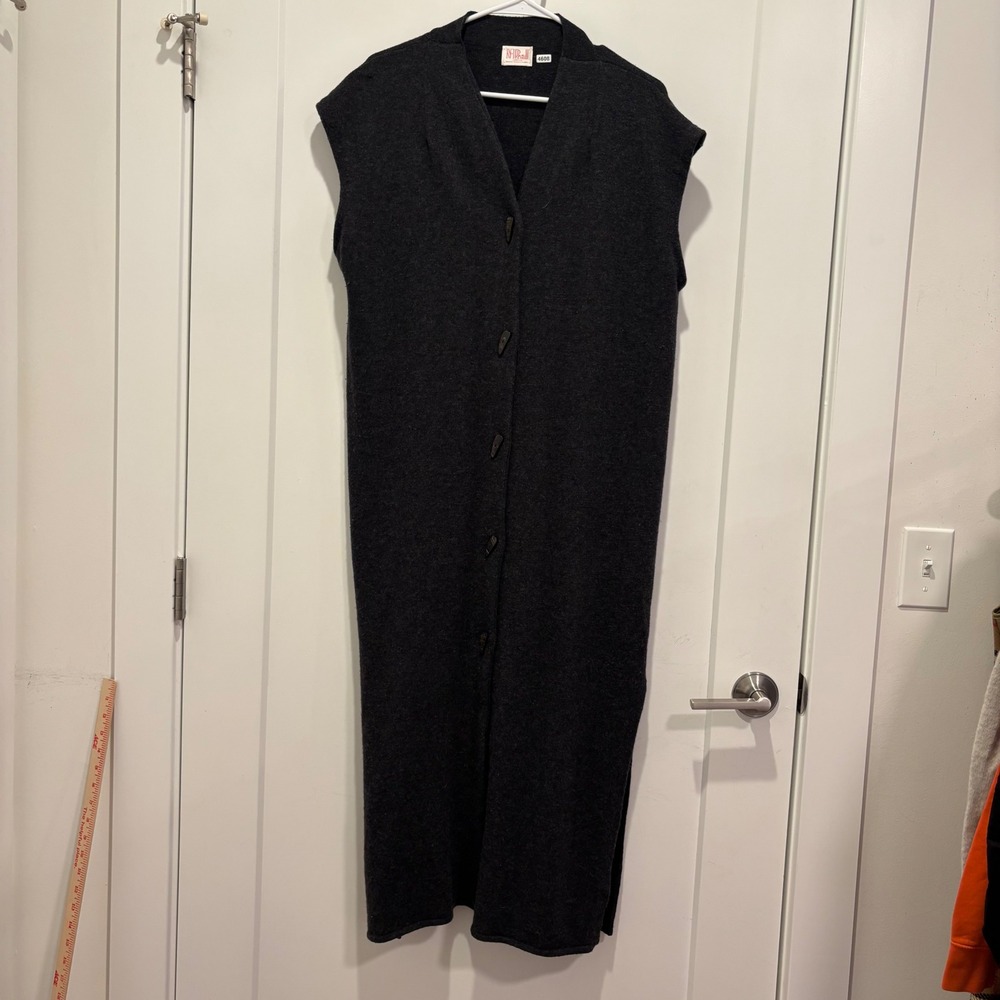 N. Peal London Merino Cashmere Sleeveless Maxi Cardigan Dress Grey Scotland XL